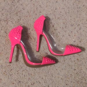Hot Pink studded stilettos